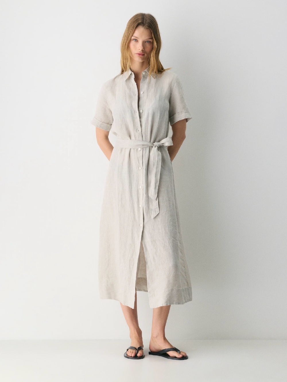 Aritzia Wilfred Eleta Linen Maxi Dress in Cream/Natural